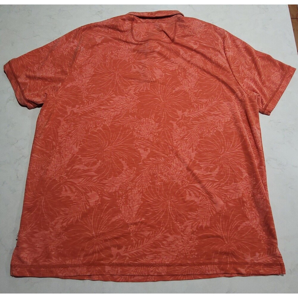 Tommy Bahama Palmetto Beach Tropical Aloha Hawaiian Golf Polo Orange 2XL NWOT - Picture 2 of 14